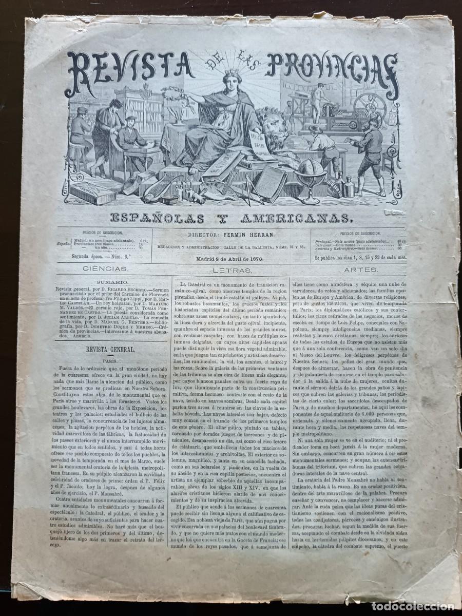 Sammeln von Zeitschriften und Zeitungen: REVISTA DE PROVINCIAS- SEGUNDA &Eacute;POCA - N&ordm;-6 - 1878