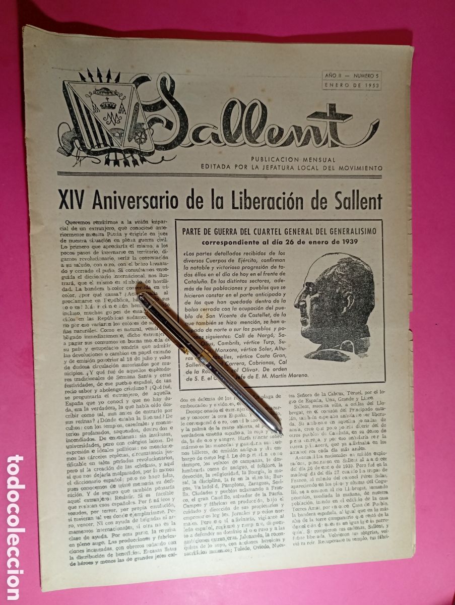 Coleccionismo de Revistas y Peri&oacute;dicos: SALLENT 1953/1 N&ordm; 5 PUBLICACI&Oacute;N MENSUAL EDITA LA JEFATURA LOCAL DEL MOVIMIENTO