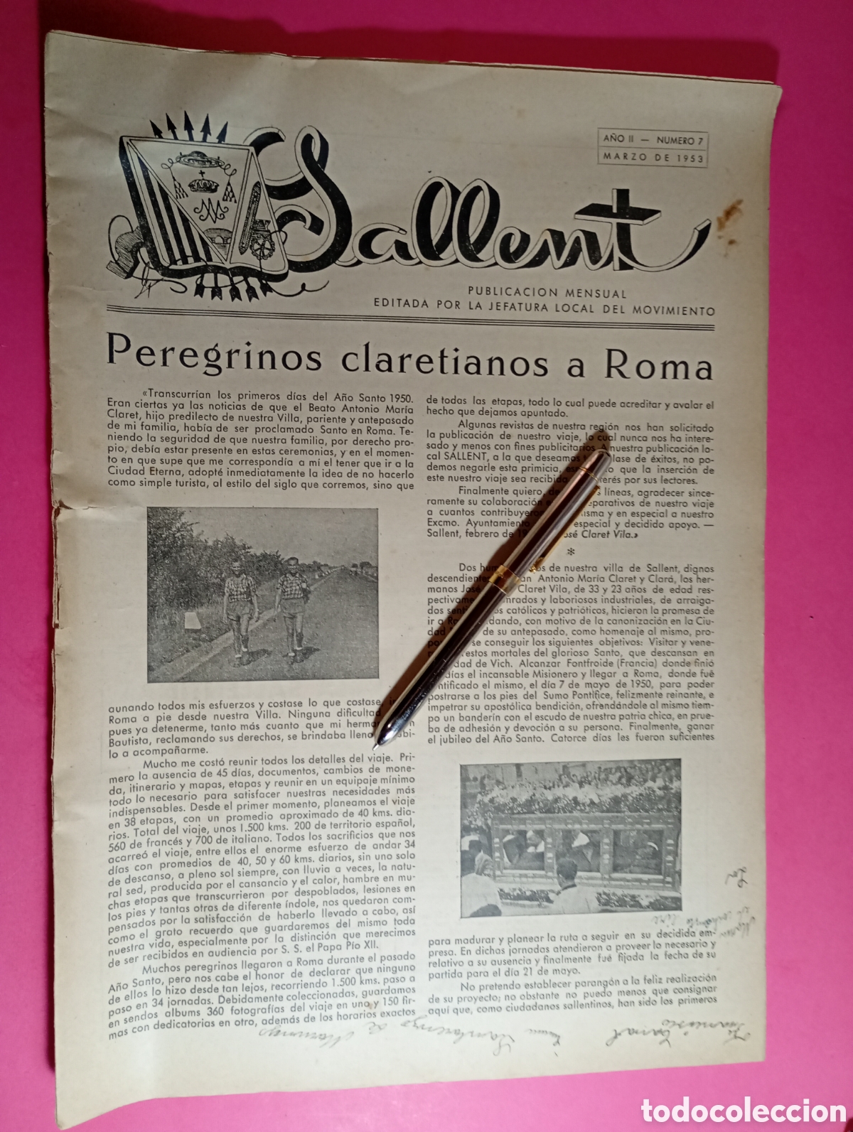 Coleccionismo de Revistas y Peri&oacute;dicos: SALLENT 1953/3 N&ordm; 7 PUBLICACI&Oacute;N MENSUAL EDITA LA JEFATURA LOCAL DEL MOVIMIENTO