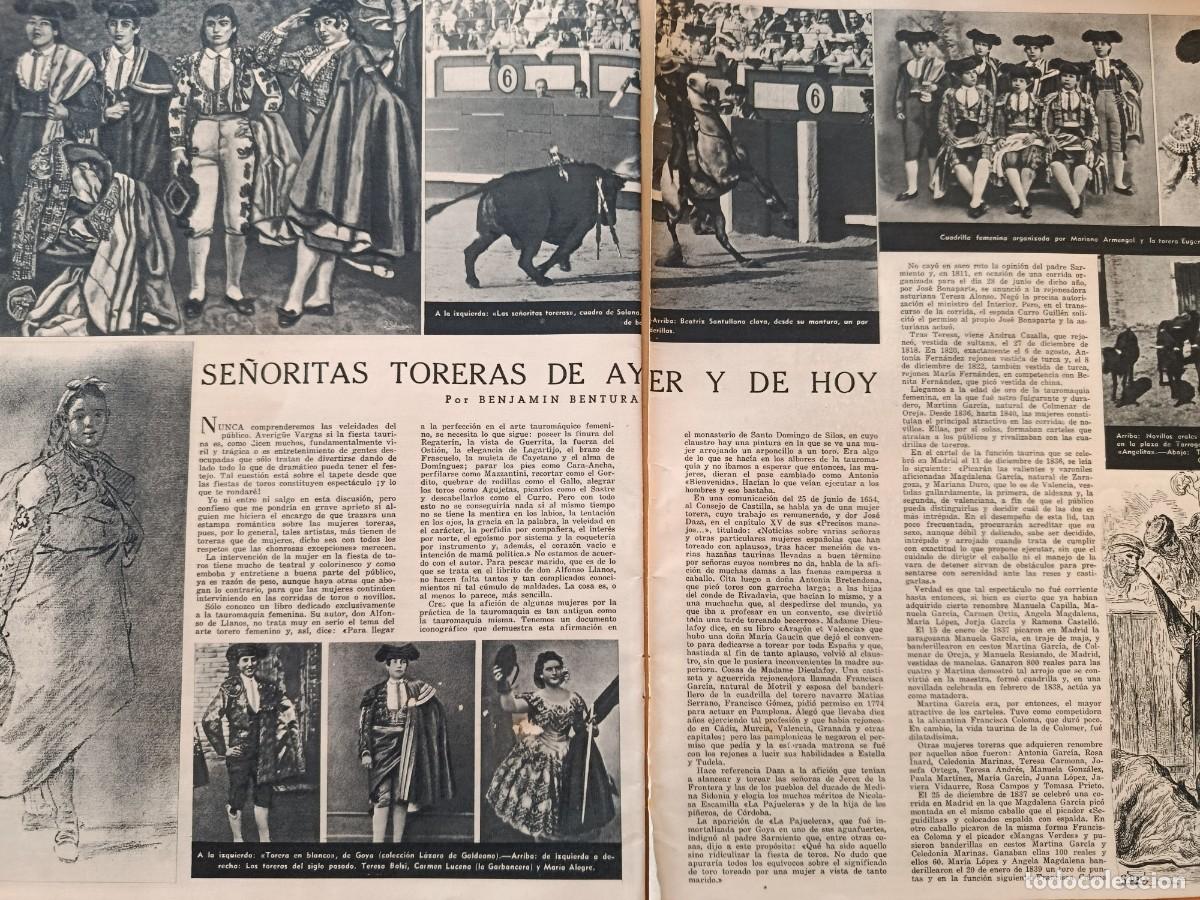 Coleccionismo de Revistas y Peri&oacute;dicos: 1949. Tauromaquia. Se&ntilde;oritas toreras de ayer y de hoy. Art&iacute;culo revista vintage
