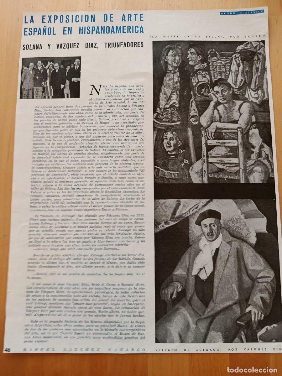 Coleccionismo de Revistas y Peri&oacute;dicos: 1955 Circa Argentina. Exposicion arte espa&ntilde;ol. Solana y Vazquez diaz. Hoja de revista original