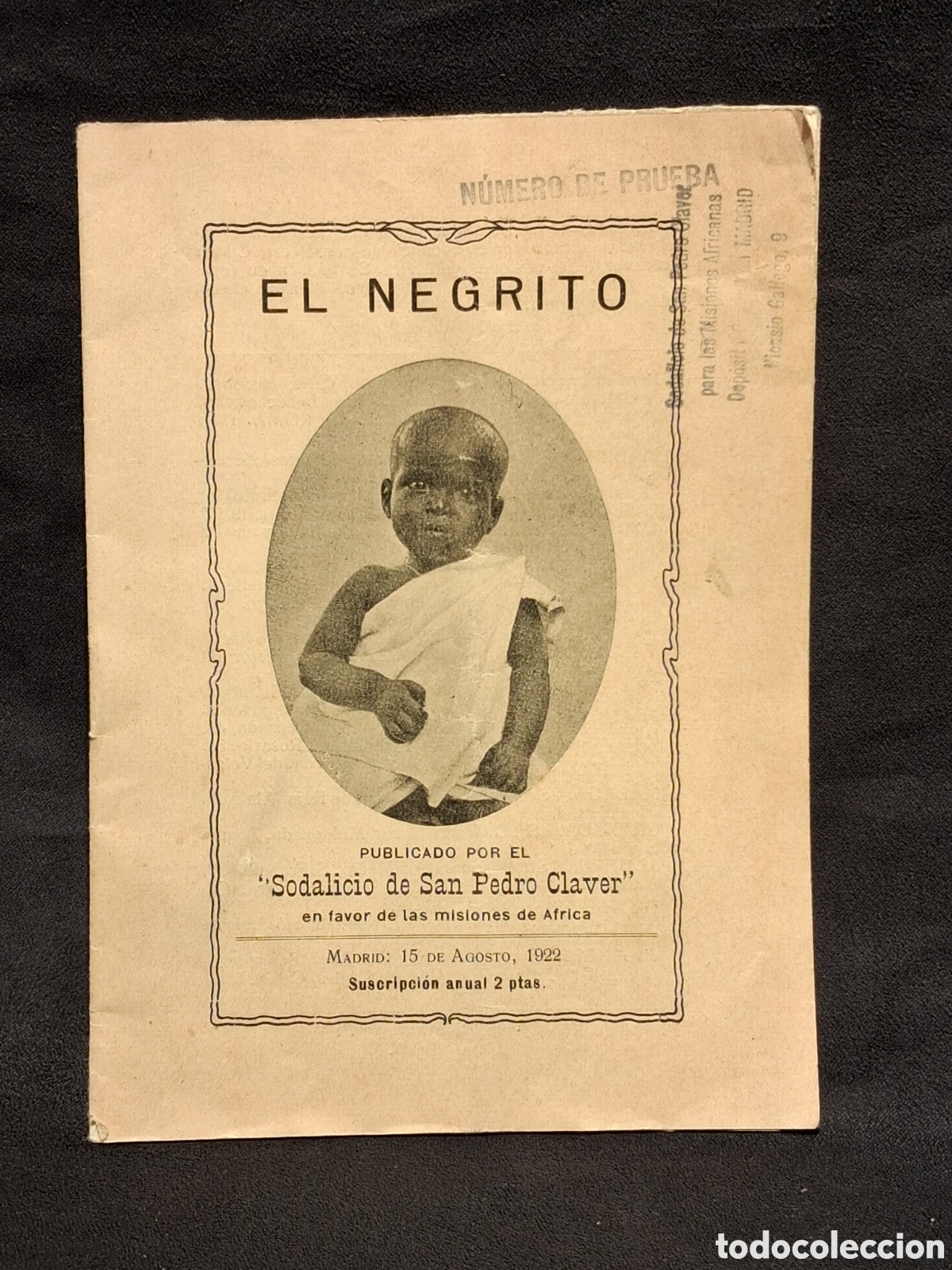 Coleccionismo de Revistas y Peri&oacute;dicos: N&Uacute;MERO DE PRUEBA REVISTA EL NEGRITO. SODALICIO SAN PEDRO CLAVER 1922