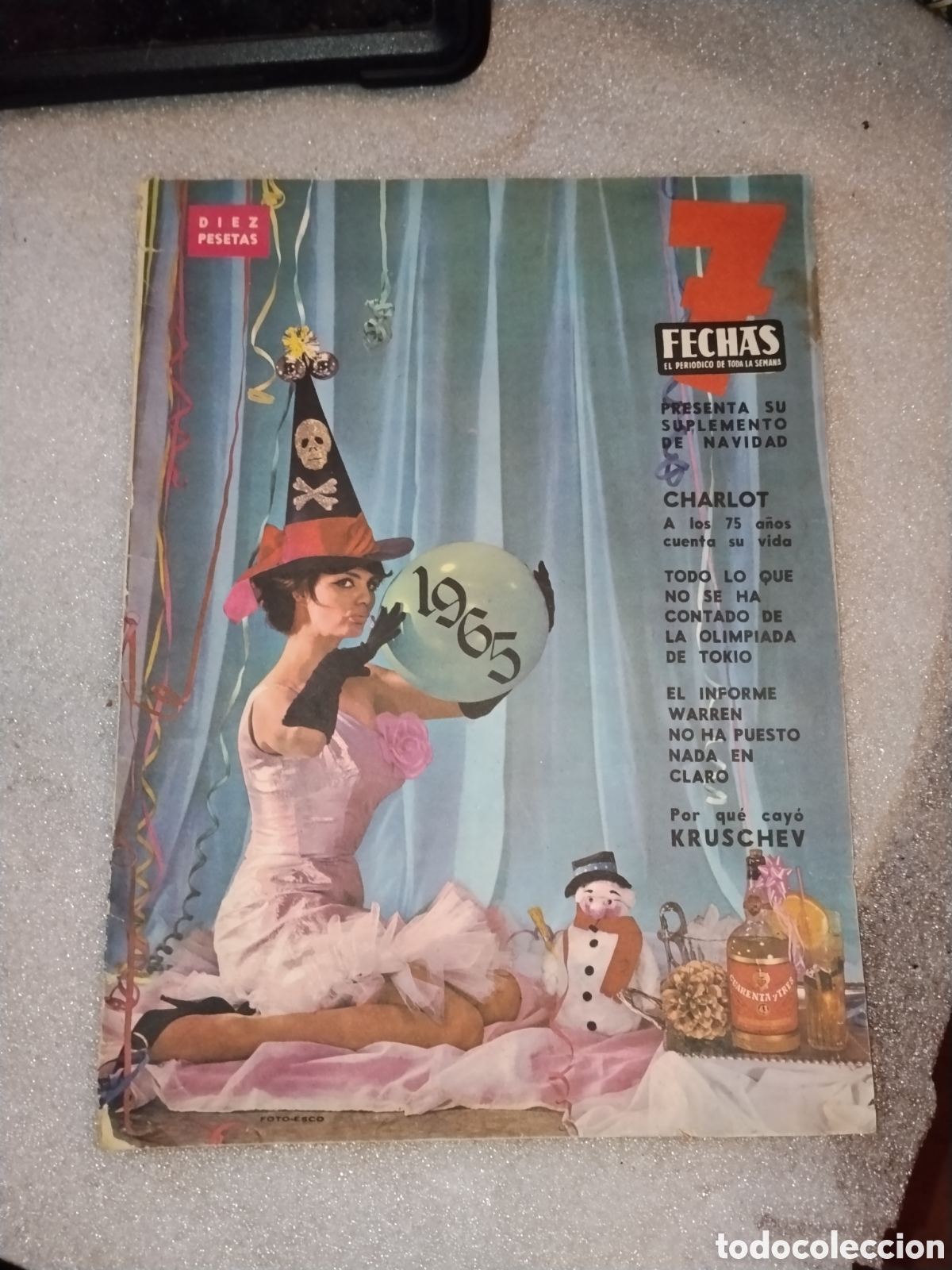 Collection Magazines and Newspapers: 7 FLECHAS - DICIEMBRE/69. VALDEAJOS DALI RITA PULIDO KENNEDY CHARLIE CHAPLIN