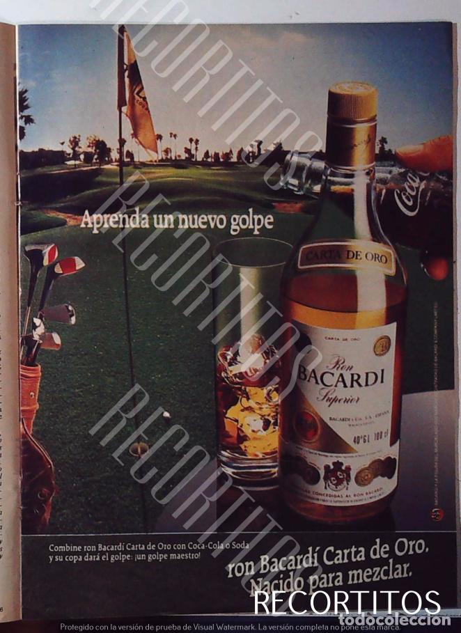 Coleccionismo de Revistas y Peri&oacute;dicos: BACARDI RON ANUNCIO PUBLICIDAD SUPERIOE GOLDEN GOLD OROO DORAD RESERVA