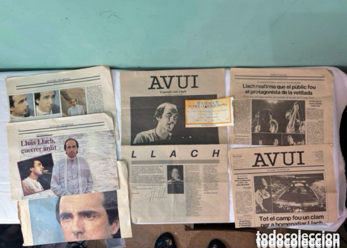 Collezionismo di Riviste e Giornali: LOTE ENTRADA LLUIS LLACH+ 6 PERI&Oacute;DICOS DEL ARTISTA 1984-1985.