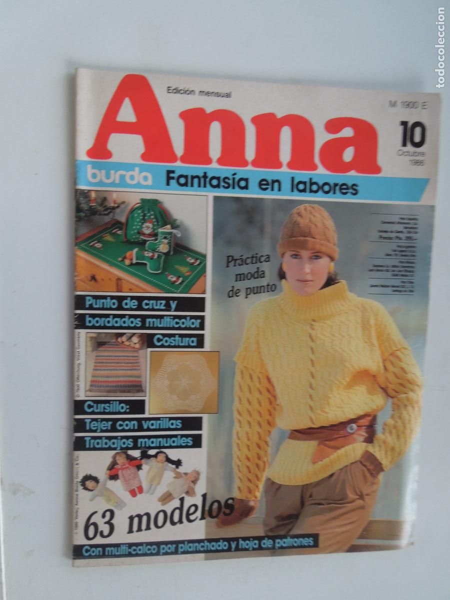 Sammeln von Zeitschriften und Zeitungen: ANNA BURDA FANTASIA EN LABORES REVISTA N&ordm; 10 - OCTUBRE 1986- CON PATRONES - MODA PUNTO.