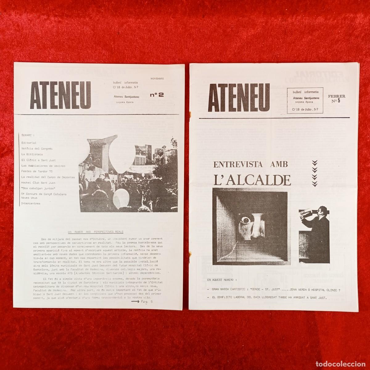 Collezionismo di Riviste e Giornali: ATENEU - BULLETI INFORMATIU - ATENEU SANTJUSTENC - LOTE 2 REVISTAS - N&Uacute;MEROS 2, 5 / 8620