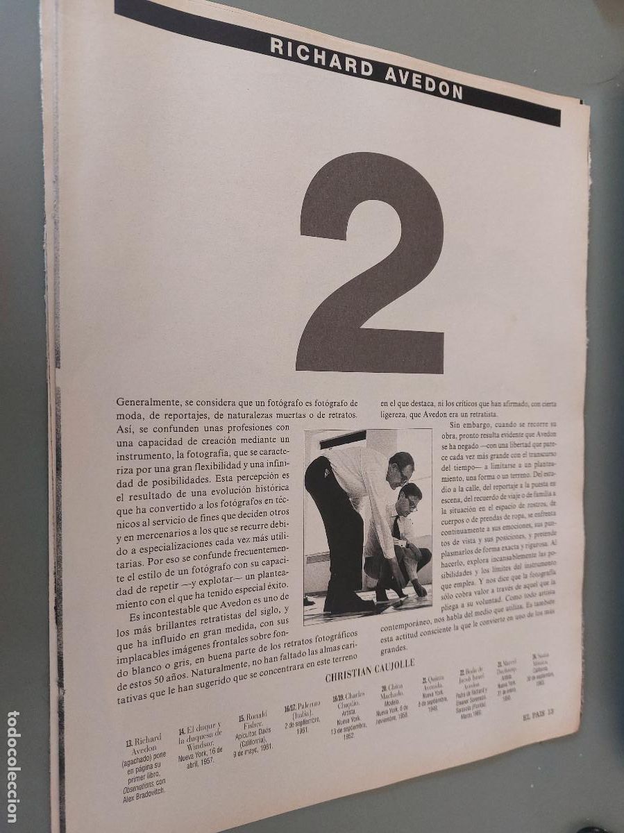 Sammeln von Zeitschriften und Zeitungen: RICHARD AVEDON 2. P&Aacute;GINAS. ART&Iacute;CULO EXTRAIDO DE REVISTA. GRAPA. COMPLETO