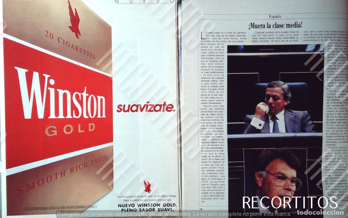 Coleccionismo de Revistas y Peri&oacute;dicos: WINSTON TABACO CIGARRILLOS ANUNCIO PUBLICIDAD FELIPE GONZALEZ