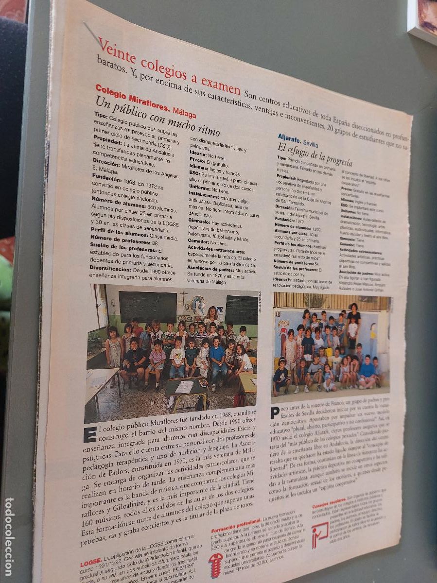 Coleccionismo de Revistas y Peri&oacute;dicos: 20 COLEGIOS ESPA&Ntilde;OLES A EXAMEN. 7 P&Aacute;GINAS. ART&Iacute;CULO EXTRAIDO DE REVISTA. GRAPA. COMPLETO