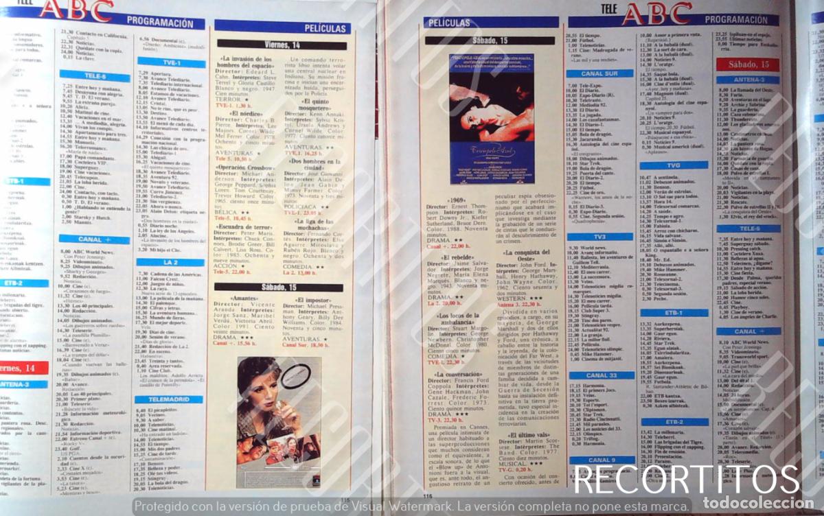 Coleccionismo de Revistas y Peri&oacute;dicos: TERCIOPELO AZUL VICTORIA ABRIL JORGE SANZ MARIBEL VERDU AMANTES