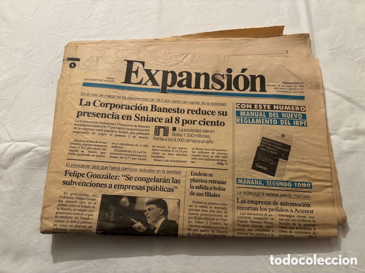 Collection Magazines and Newspapers: Peri&oacute;dico Expansion 25 Marzo 1992
