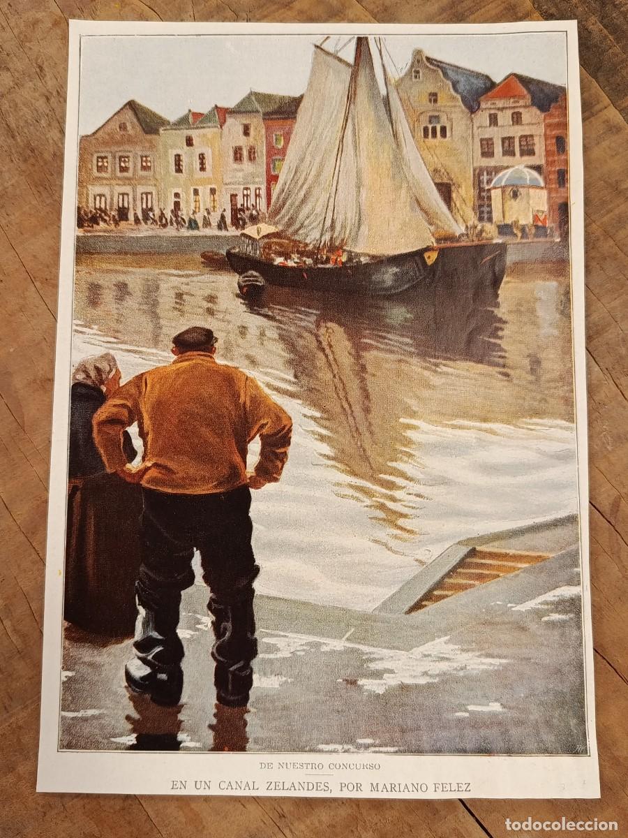 Colecionismo de Revistas e Jornais: Mariano Felez. En un canal Zelande. Arte. Hoja revista Blanco y Negro antigua