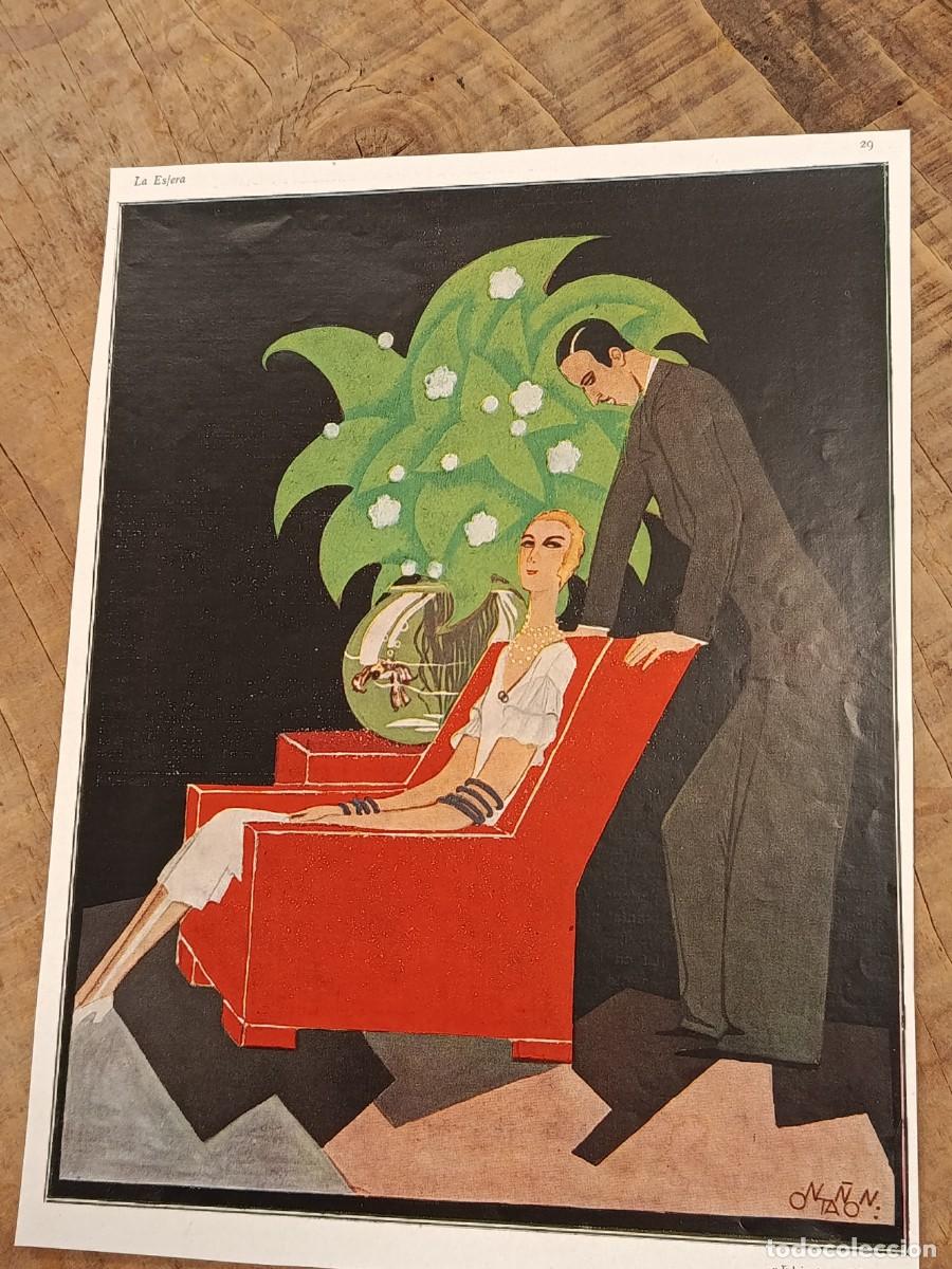 Collection Magazines and Newspapers: 1926 Flirt Pareja Ligando. Ilustraci&oacute;n por Onta&ntilde;on. Hoja revista antigua