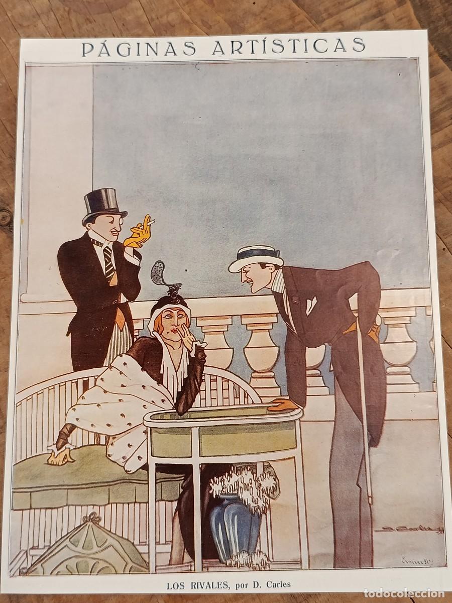 Sammeln von Zeitschriften und Zeitungen: 1925 Vida Social. Los rivales. Ilustraci&oacute;n por Carles. Hoja revista original