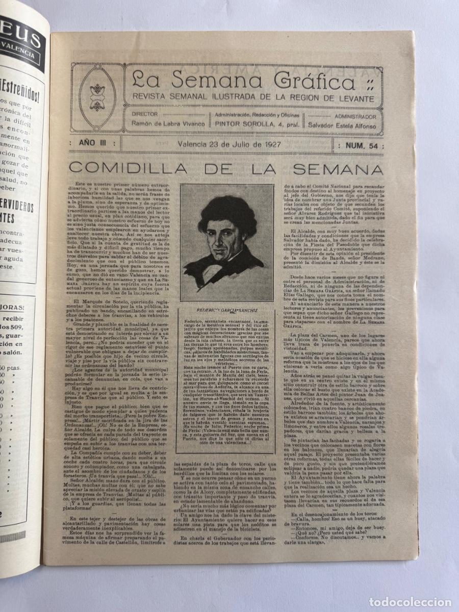 Coleccionismo de Revistas y Peri&oacute;dicos: Revista La Semana Grafica, A&ntilde;o 1927, Alfafar, Quart de Poblet, Sagunto