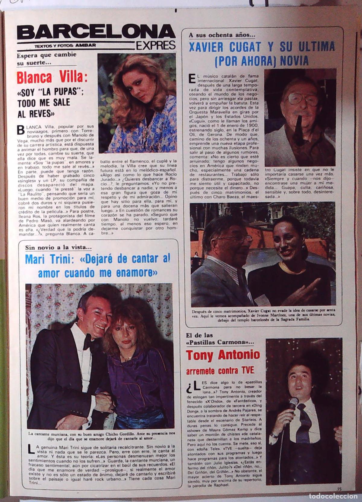 Colecionismo de Revistas e Jornais: MARI TRINI TONY ANTONIO XAVIER CUGAT BLANCA VILLA