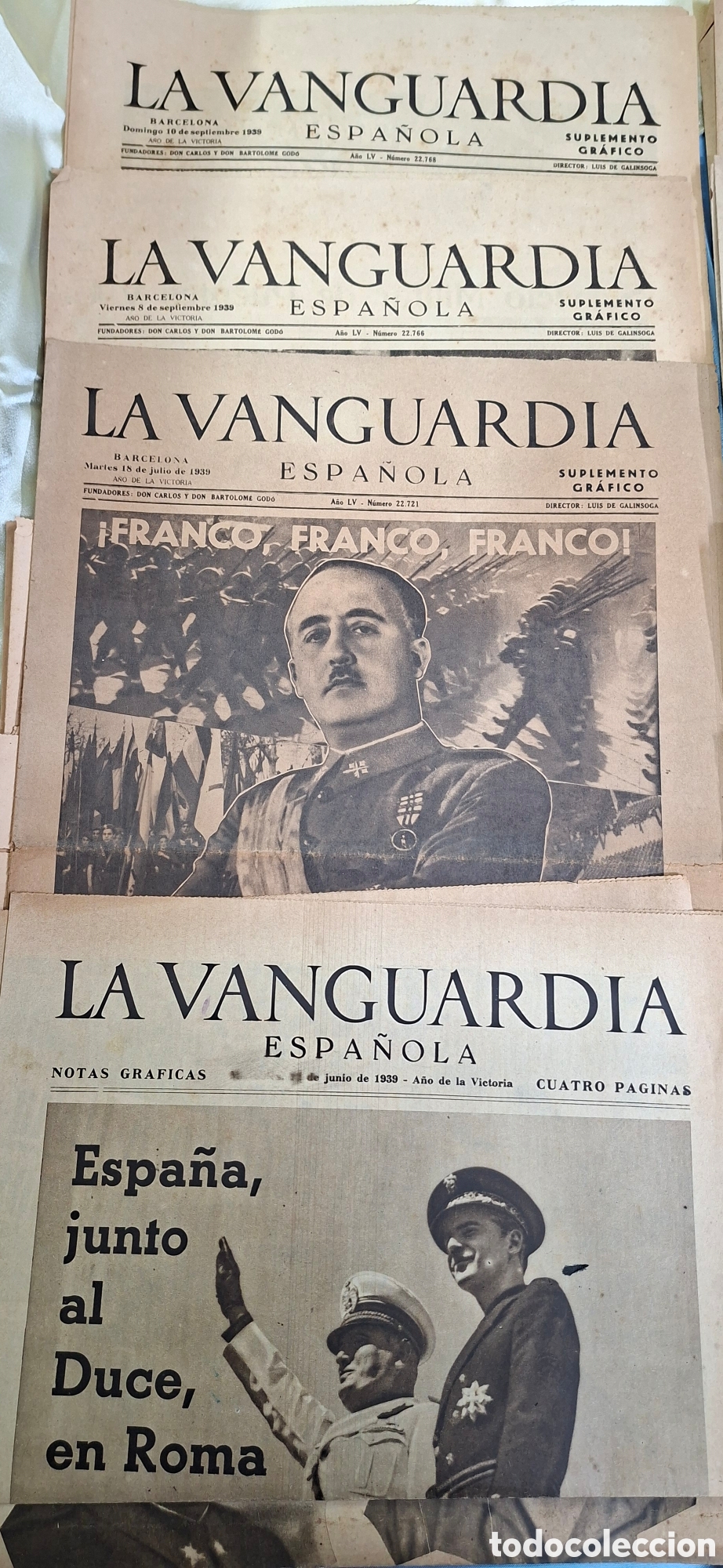 Coleccionismo de Revistas y Peri&oacute;dicos: Peri&oacute;dicos 1939 La Vanguardia