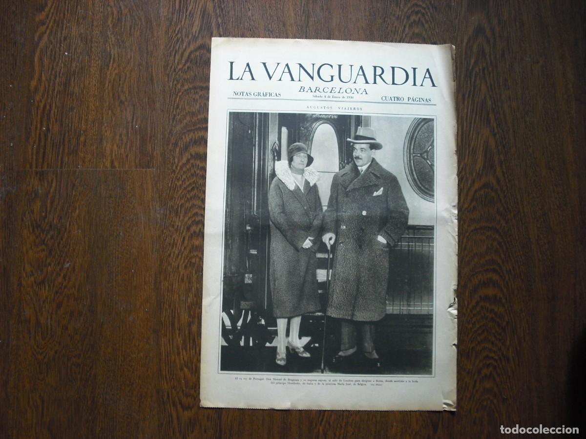 Sammeln von Zeitschriften und Zeitungen: LA VANGUARDIA , ENERO 1930 . EL EX REY DE PORTUGAL MANUEL DE BRAGANZA Y ESPOSA , 4 PAGS