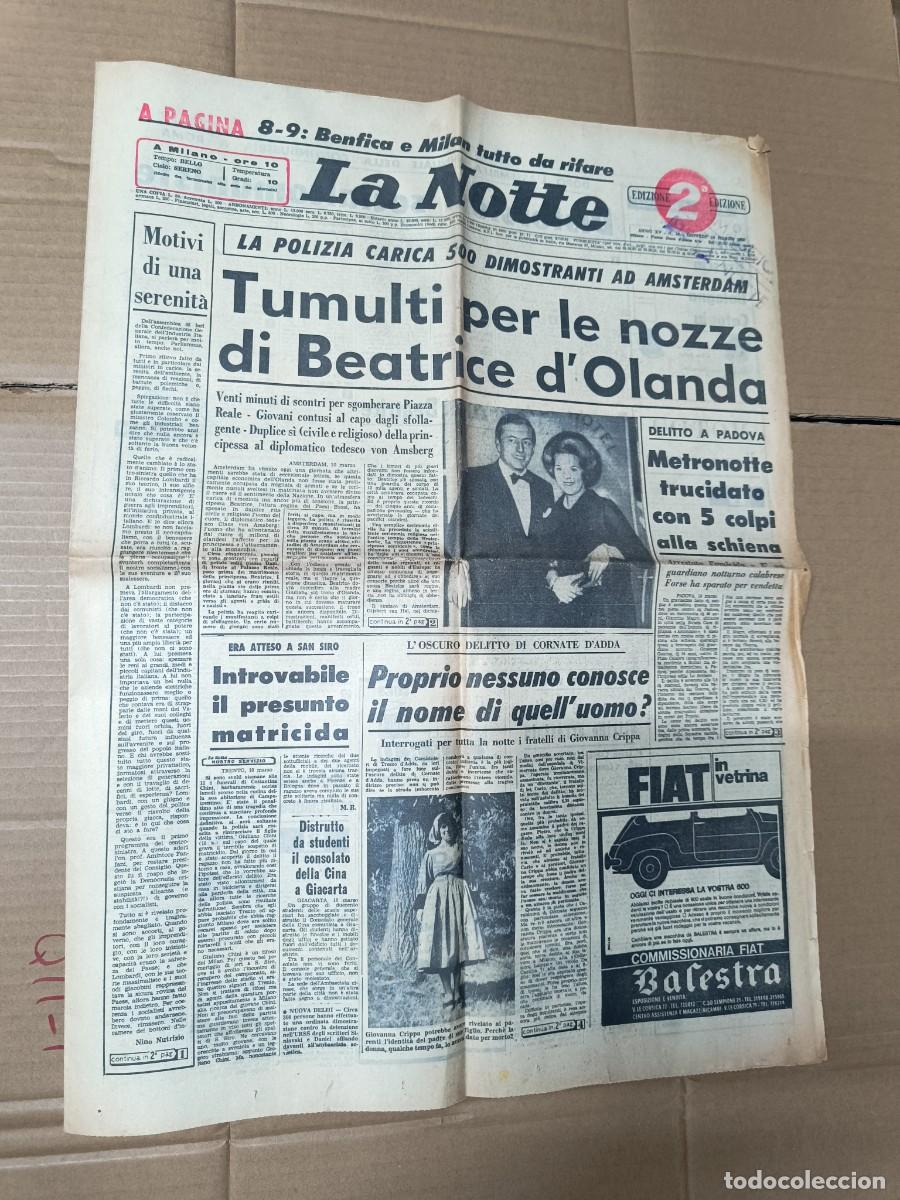 Coleccionismo de Revistas y Peri&oacute;dicos: ANTIGUO DIARIO ITALIANO LA NOTTE, 1966, MILANO, ITALIA -P16