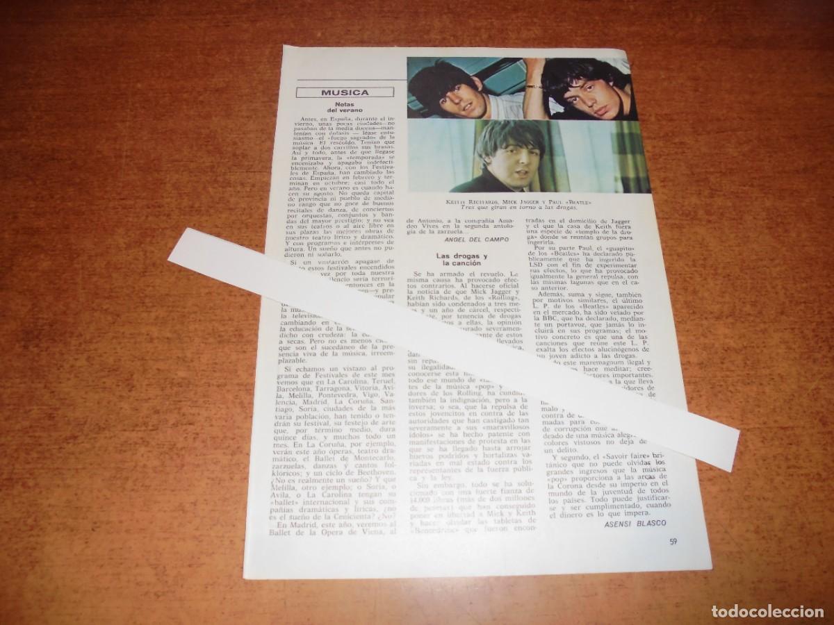 Coleccionismo de Revistas y Peri&oacute;dicos: RETAL PRENSA 1967: LAS DROGAS Y LA CANCI&Oacute;N. ROLLING STONES. BEATLES // JOHNNY HALLIDAY