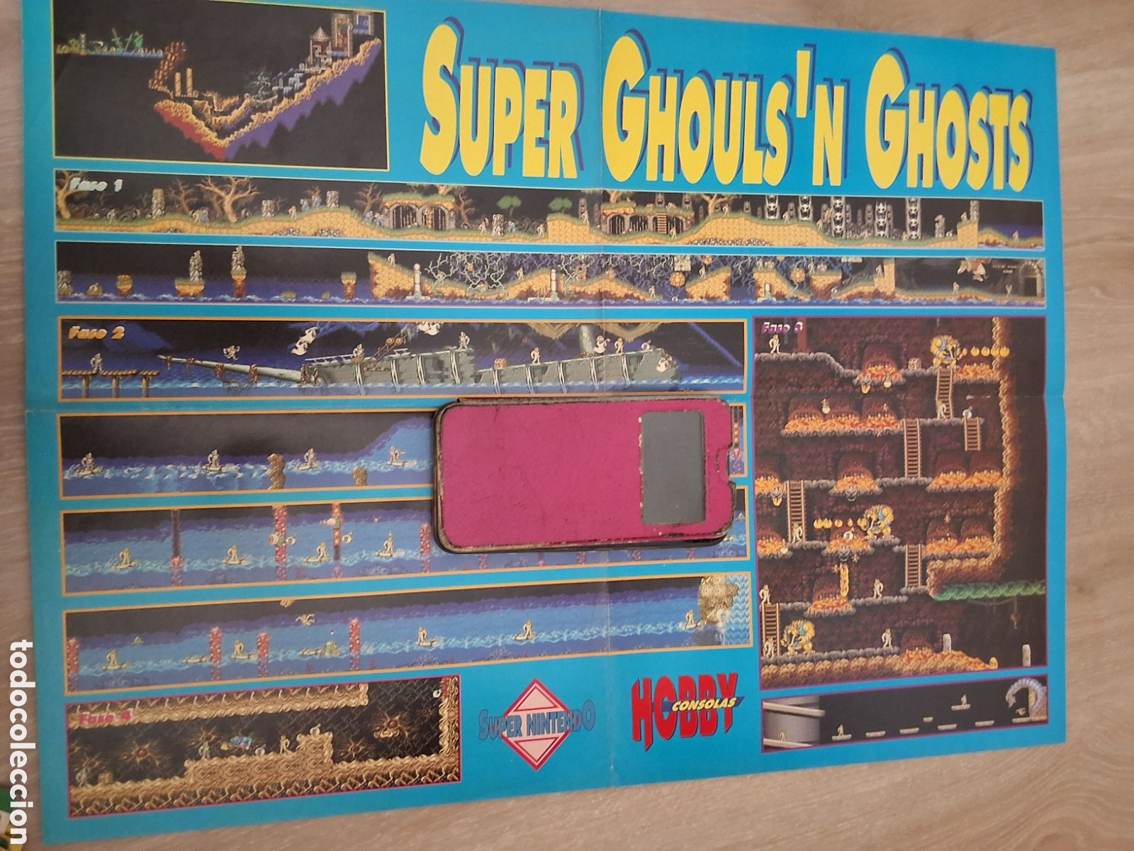 Coleccionismo de Revistas y Peri&oacute;dicos: Hobby consolas mapa guia poster revista super ghouls,n ghosts