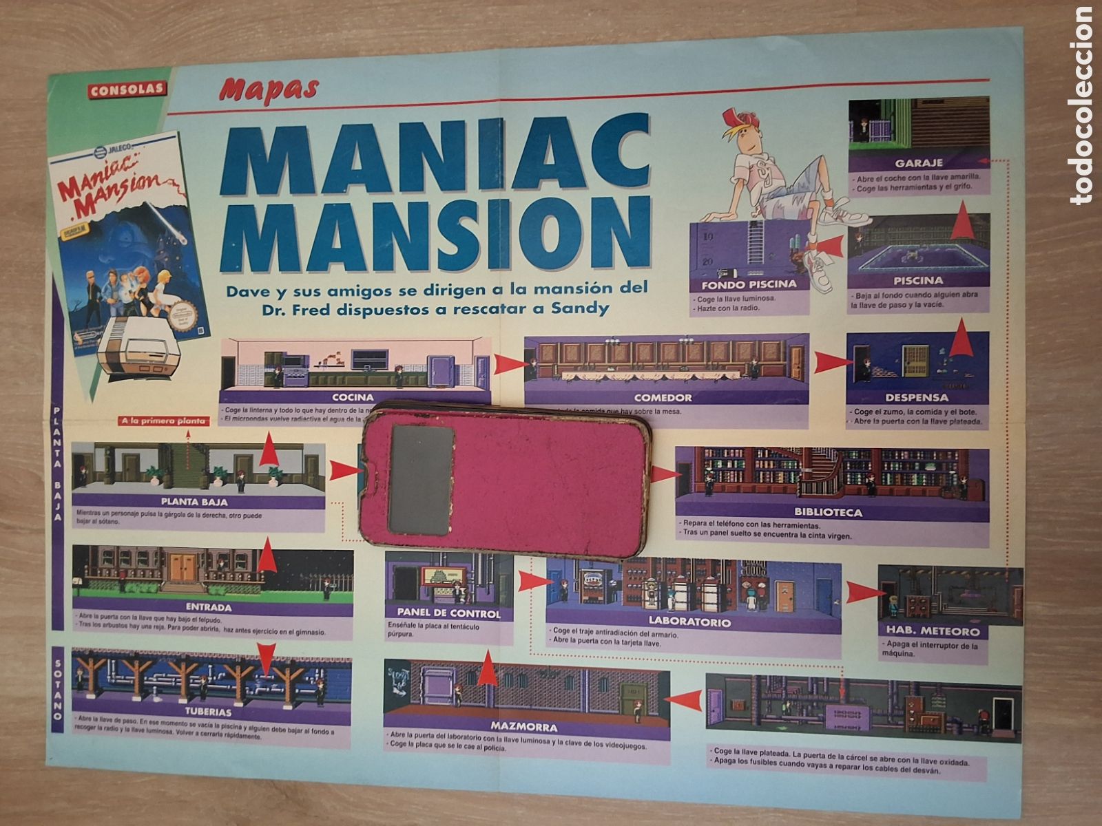 Coleccionismo de Revistas y Peri&oacute;dicos: Hobby consolas poster mapaguia revista Maniac mansion
