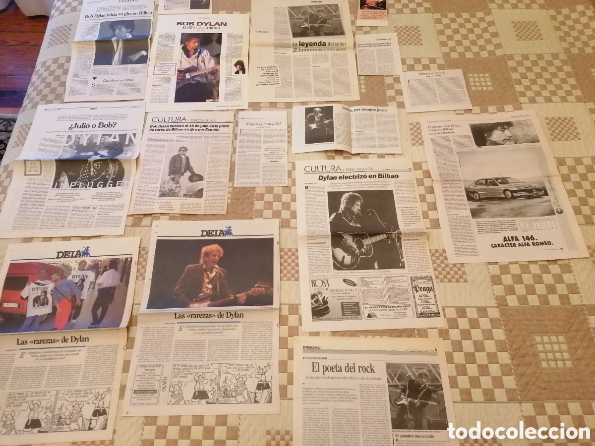 Coleccionismo de Revistas y Peri&oacute;dicos: P&aacute;ginas Y Recortes Originales Prensa Concierto Bob Dylan Bilbao Julio 1995. Leer.