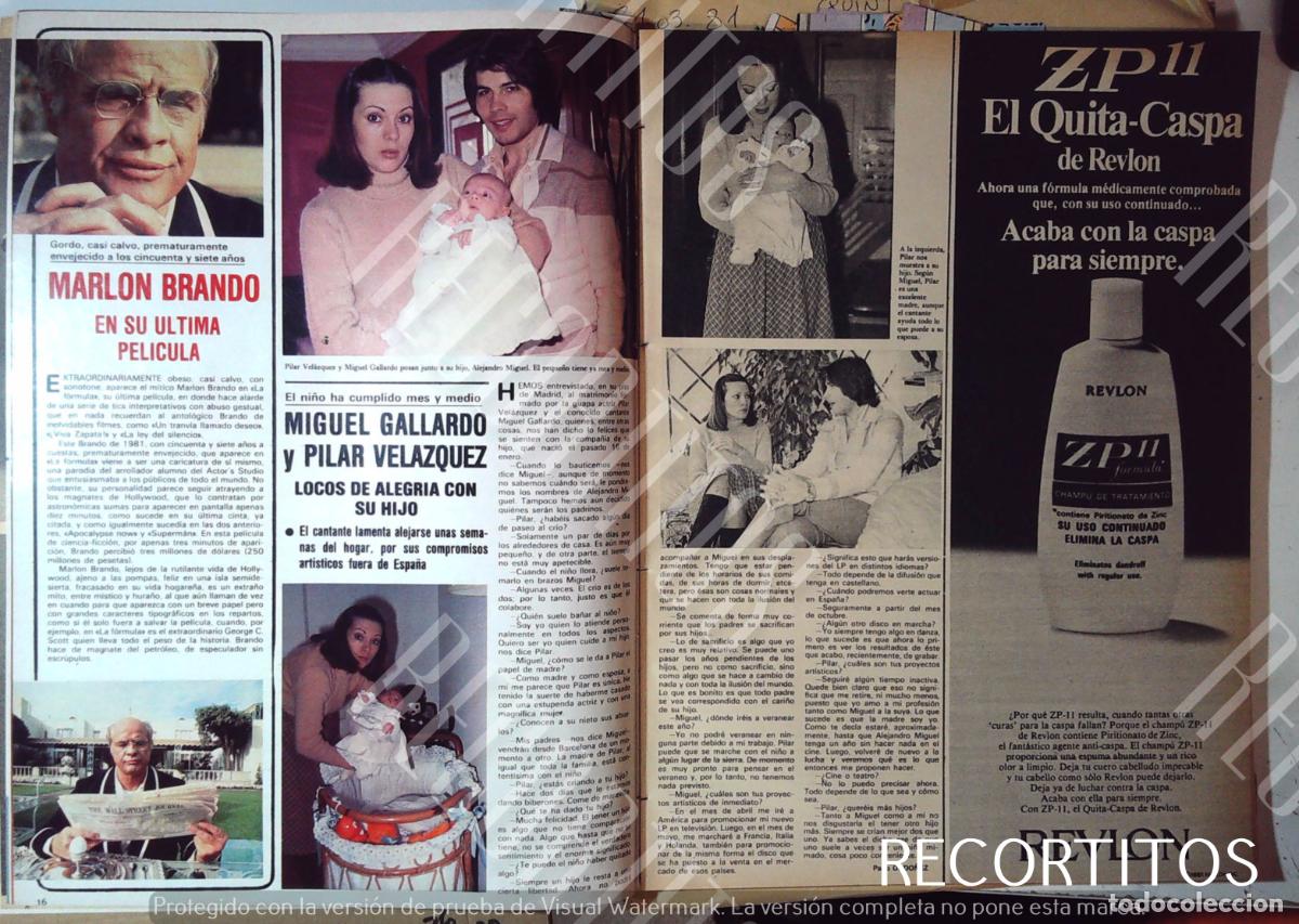 Colecionismo de Revistas e Jornais: MIGUEL GALLARDO PILAR VELAZQUEZ MARLON BRANDO
