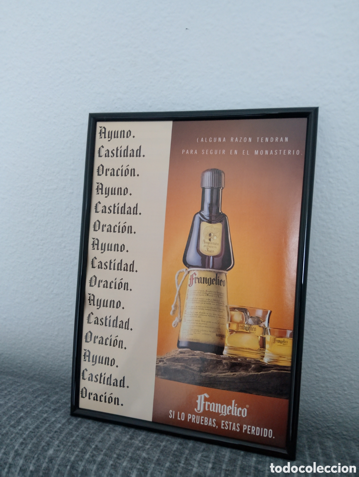 Coleccionismo de Revistas y Peri&oacute;dicos: Frangelico publicidad original enmarcada vintage