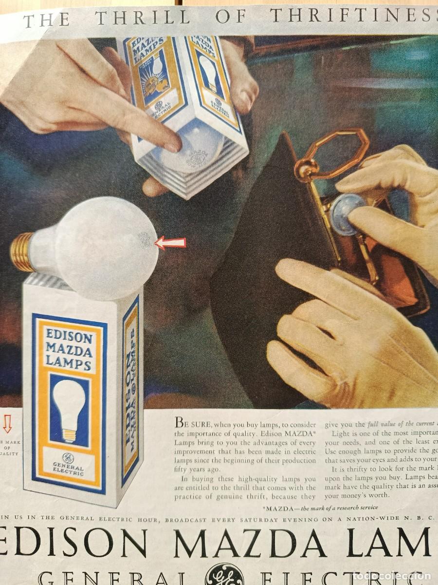 Coleccionismo de Revistas y Peri&oacute;dicos: 1927 Edison Mazda Lamps General Electric. Publicidad de revista original antigua
