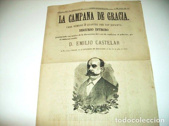 Sammeln von Zeitschriften und Zeitungen: LA CAMPANA DE GRACIA. DISCURSO INTEGRO DE CASTELAR. 5-7-1876 N-338