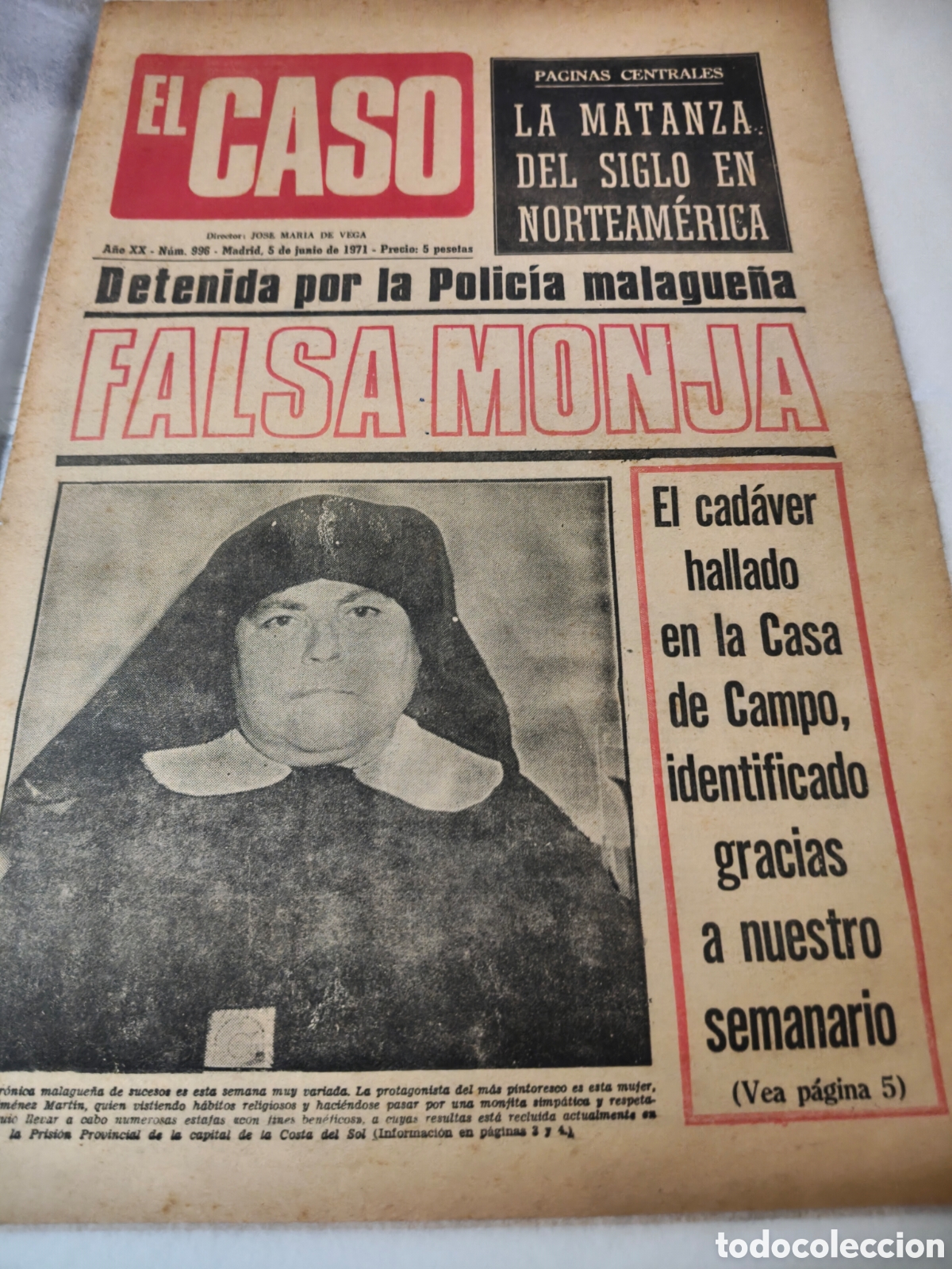 Collectionnisme de Revues et Journaux: Peri&oacute;dico El caso 8 de junio del 1971 La falsa Monja