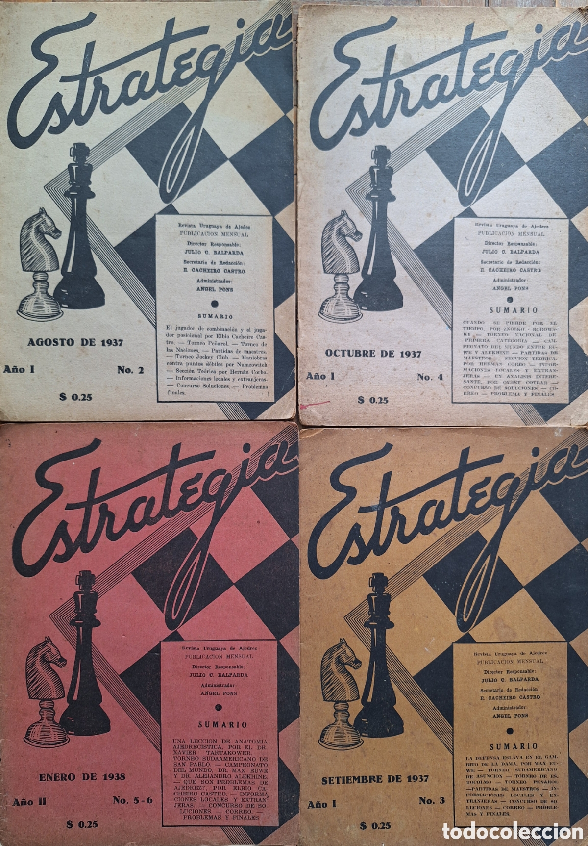 Coleccionismo de Revistas y Peri&oacute;dicos: 5 NUMEROS REVISTA ESTRATEGIA REVISTA URUGUAYA DE AJEDREZ 1937/38
