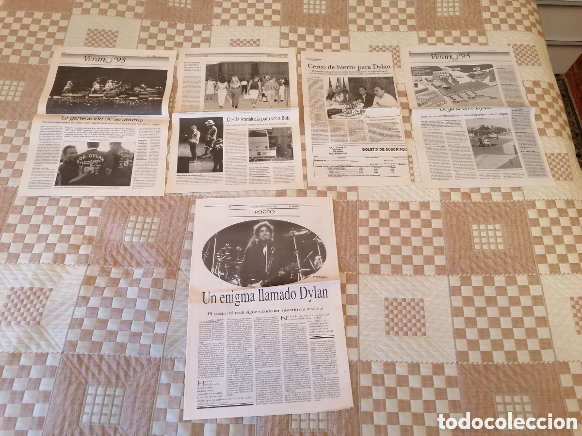Coleccionismo de Revistas y Peri&oacute;dicos: P&aacute;ginas Y Recortes Originales Prensa Concierto Bob Dylan Cartagena, Murcia Julio 1995. Leer.