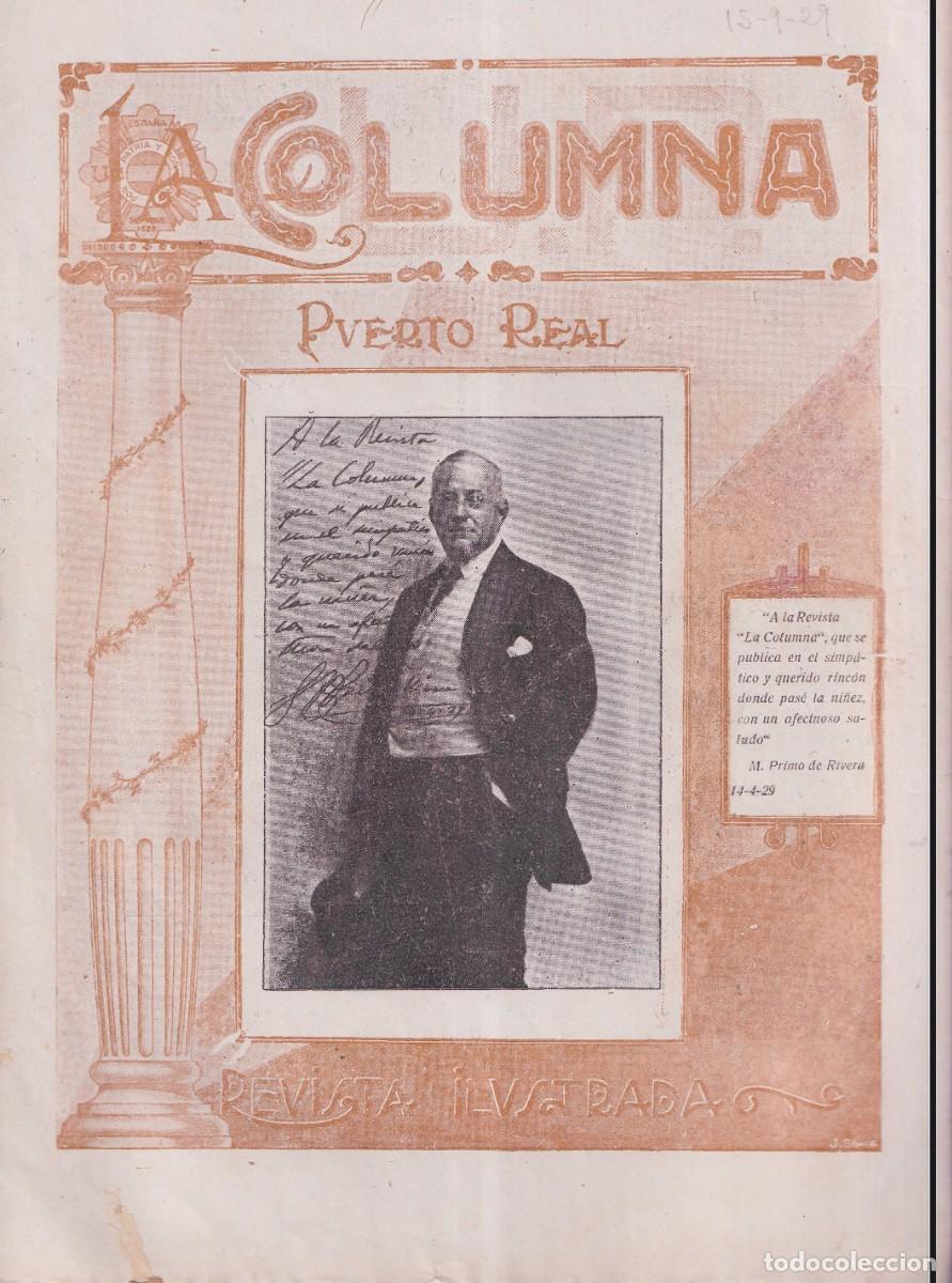Coleccionismo de Revistas y Peri&oacute;dicos: PUERTO REAL - LA COLUMNA - REVISTA ILUSTRADA N&ordm; 13 - 15 SEPTIEMBRE 1929 - 12 PAGINAS - FOTOS ADIC.