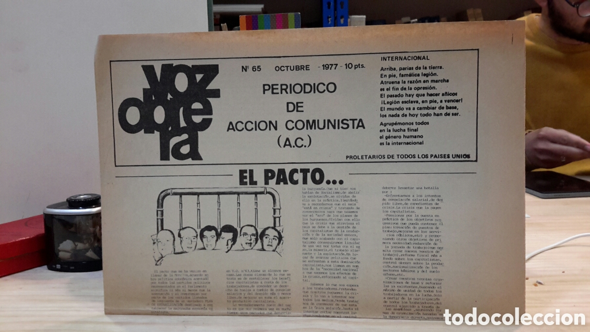 Coleccionismo de Revistas y Peri&oacute;dicos: Panfleto pol&iacute;tico - Voz obrera. Peri&oacute;dico de Acci&oacute;n Comunista n&deg; 65 1977