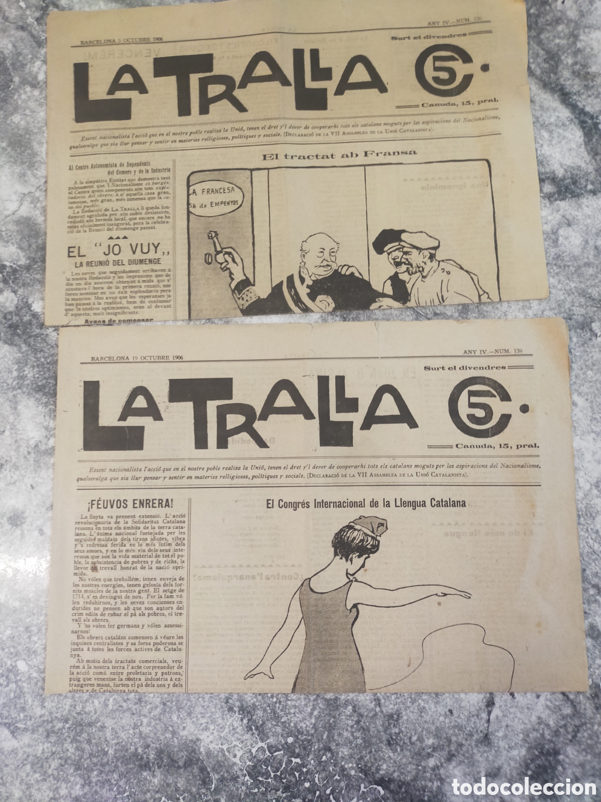 Collectionnisme de Revues et Journaux: 2 LA TRALLA N&uacute;m. 136/138 ANY IV, 1906