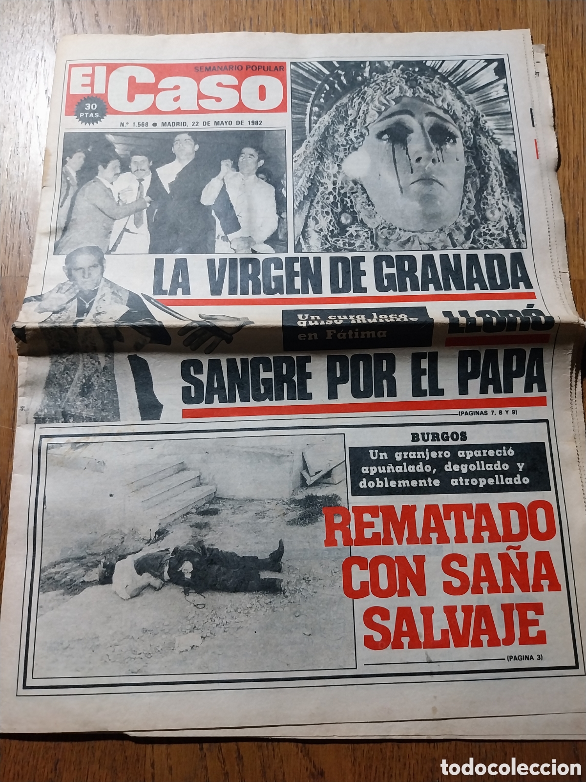 Collectionnisme de Revues et Journaux: EL CASO 1982 VIRGEN DE GRANADA LLORO SANGRE.CLEMENTE Y SEQUITO APALEADOS ALBA D TORMES.ATENTADO PAPA
