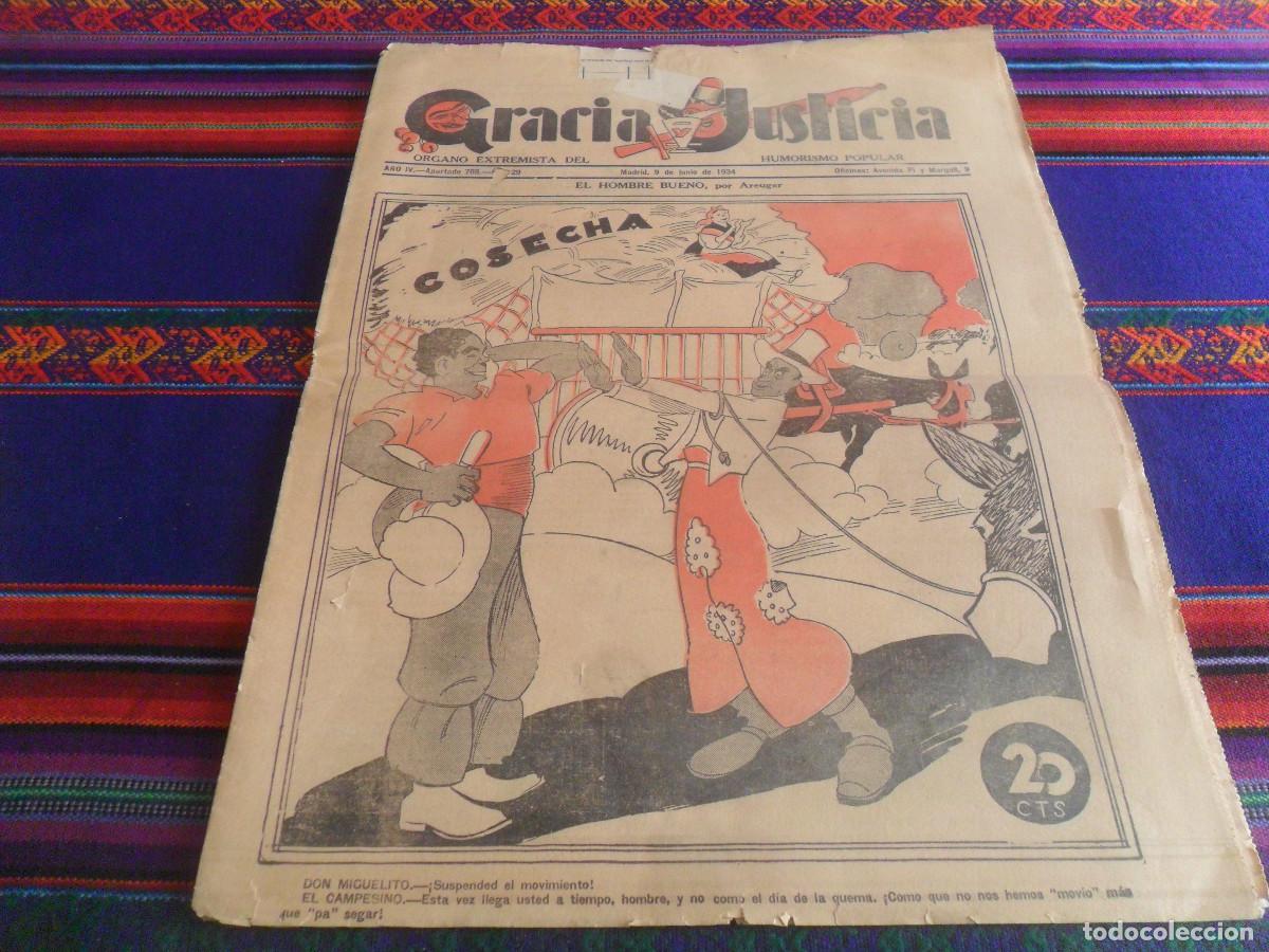 Coleccionismo de Revistas y Peri&oacute;dicos: GRACIA Y JUSTICIA N&ordm; 129 &Oacute;RGANO EXTREMISTA DEL HUMORISMO POPULAR. 1934 20CTS.