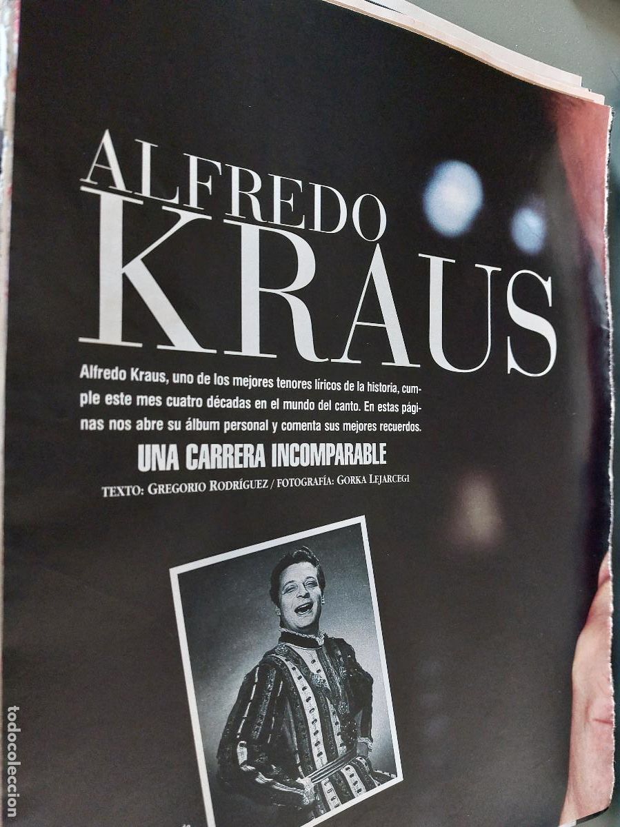 Coleccionismo de Revistas y Peri&oacute;dicos: ALFREDO KRAUS CANTANTE. 4 P&Aacute;GINAS. ART&Iacute;CULO EXTRAIDO DE REVISTA. GRAPA. COMPLETO