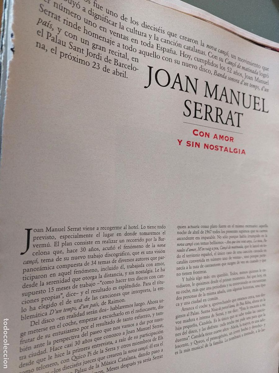 Coleccionismo de Revistas y Peri&oacute;dicos: JOAN MANUEL SERRAT. CANTANTE. 4 P&Aacute;GINAS. ART&Iacute;CULO EXTRAIDO DE REVISTA. GRAPA. COMPLETO