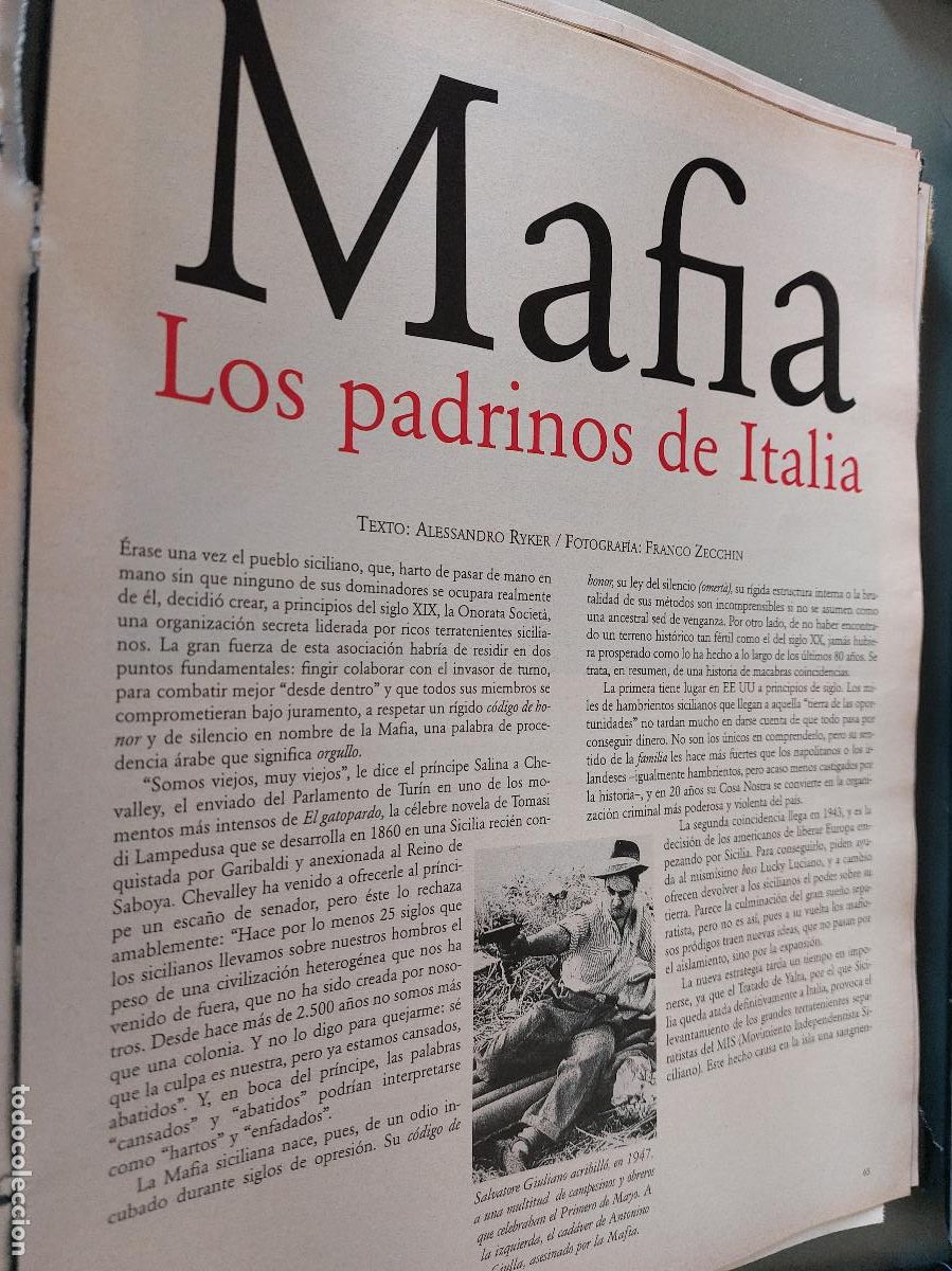 Coleccionismo de Revistas y Peri&oacute;dicos: MAFIA. 5 P&Aacute;GINAS. ART&Iacute;CULO EXTRAIDO DE REVISTA. GRAPA. COMPLETO