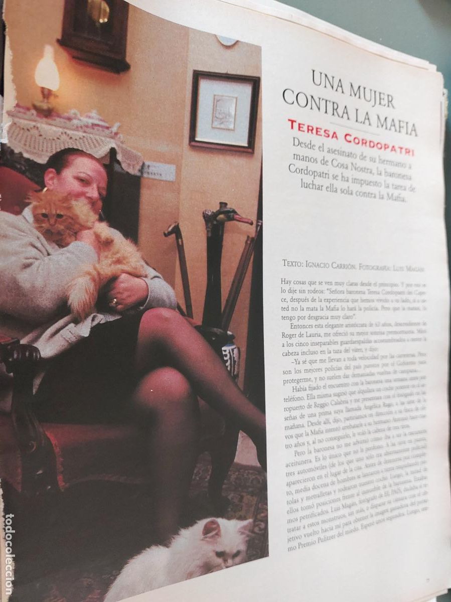 Coleccionismo de Revistas y Peri&oacute;dicos: TERESA CORDOPATRI. LUCHA CONTRA LA MAFIA. 3 P&Aacute;GINAS. ART&Iacute;CULO EXTRAIDO DE REVISTA. GRAPA. COMPLETO