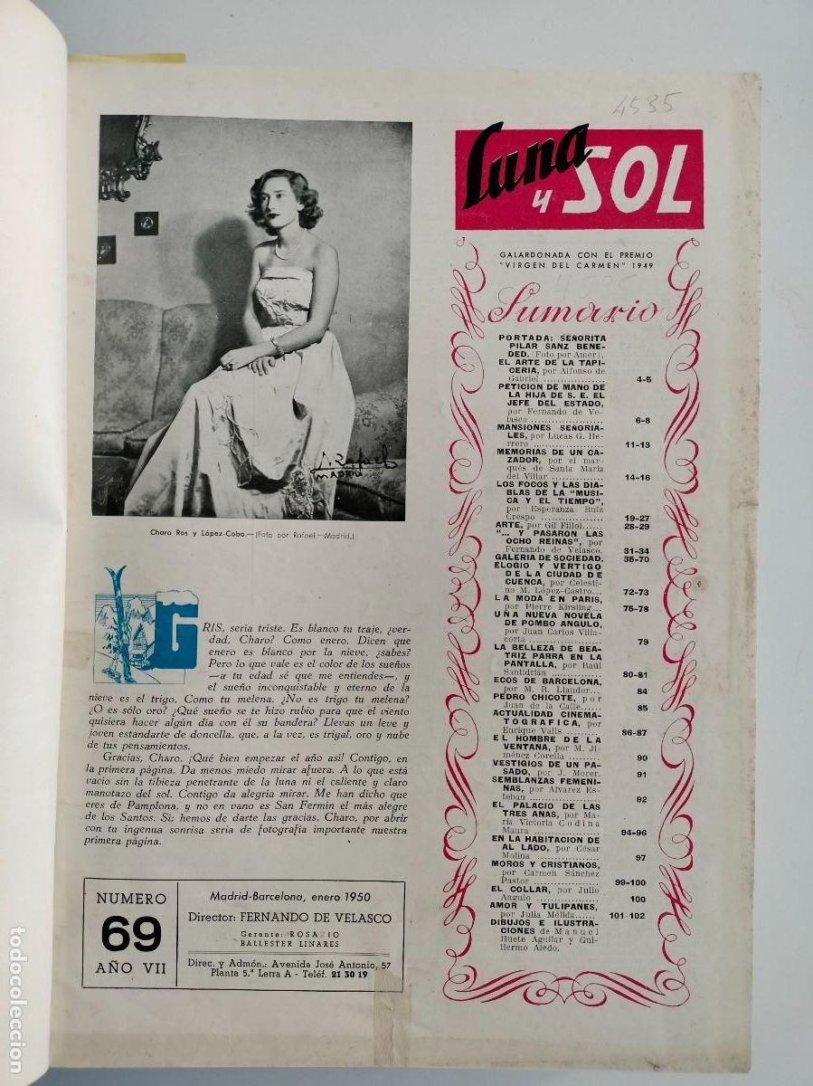 Coleccionismo de Revistas y Peri&oacute;dicos: TOMO DE &rdquo;LUNA Y SOL&rdquo;DE 1950. REVISTA SOBRE LA ALTA SOCIEDAD ESPA&Ntilde;OLA DE LA &Eacute;POCA.