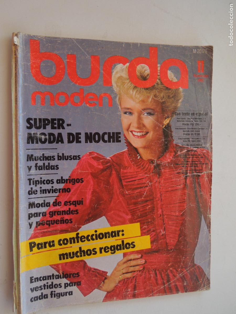 Coleccionismo de revistas y peri&oacute;dicos: BURDA MODEN REVISTA 11/1982 CON INSTRUCIONES CON PATRONES TEXTO EN ESPA&Ntilde;OL-SUPER MODA NOCHE