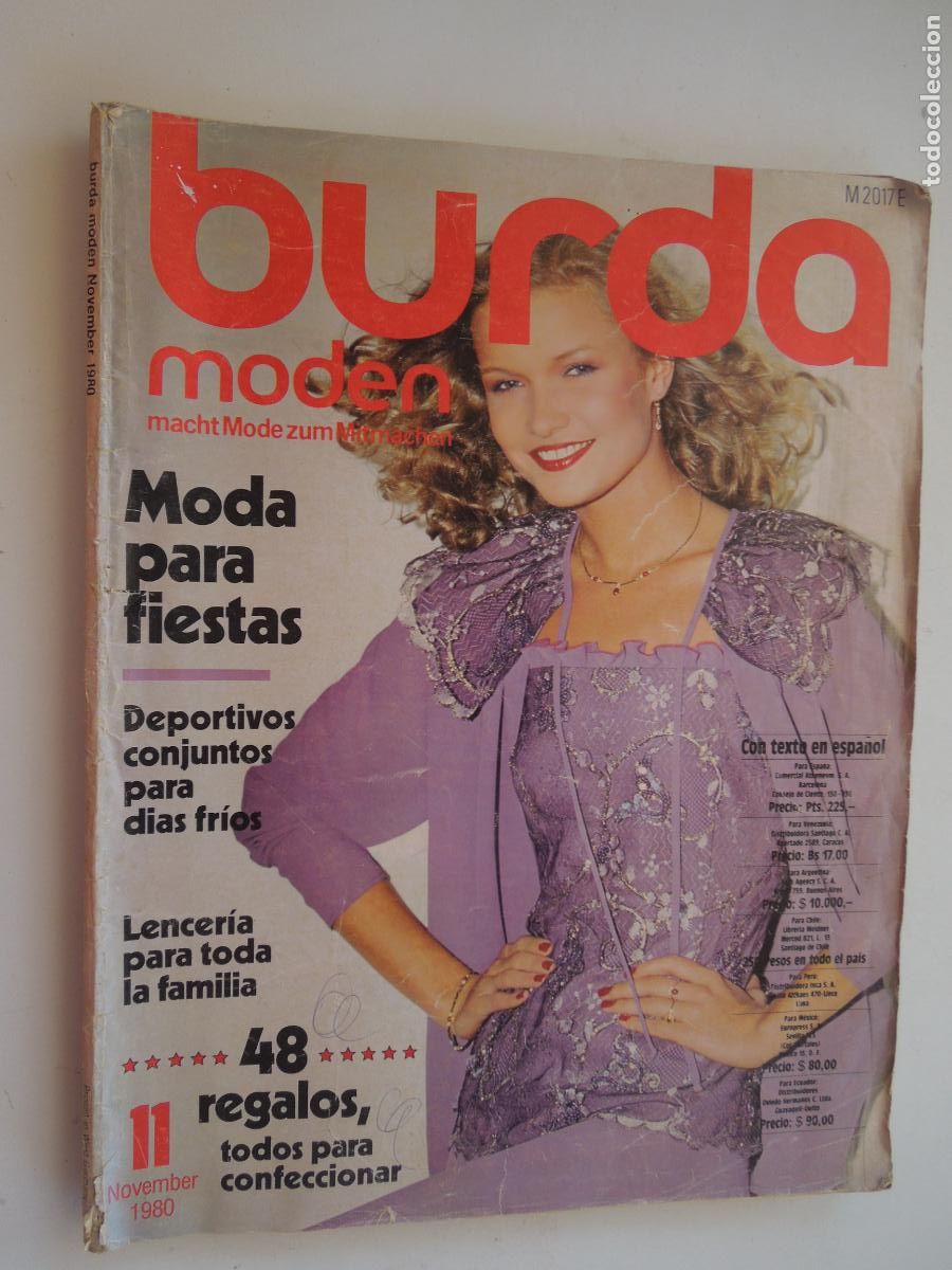 Coleccionismo de revistas y peri&oacute;dicos: BURDA MODEN REVISTA 11/1980 CON INSTRUCIONES CON PATRONES TEXTO EN ESPA&Ntilde;OL-MODA PARA FIESTAS