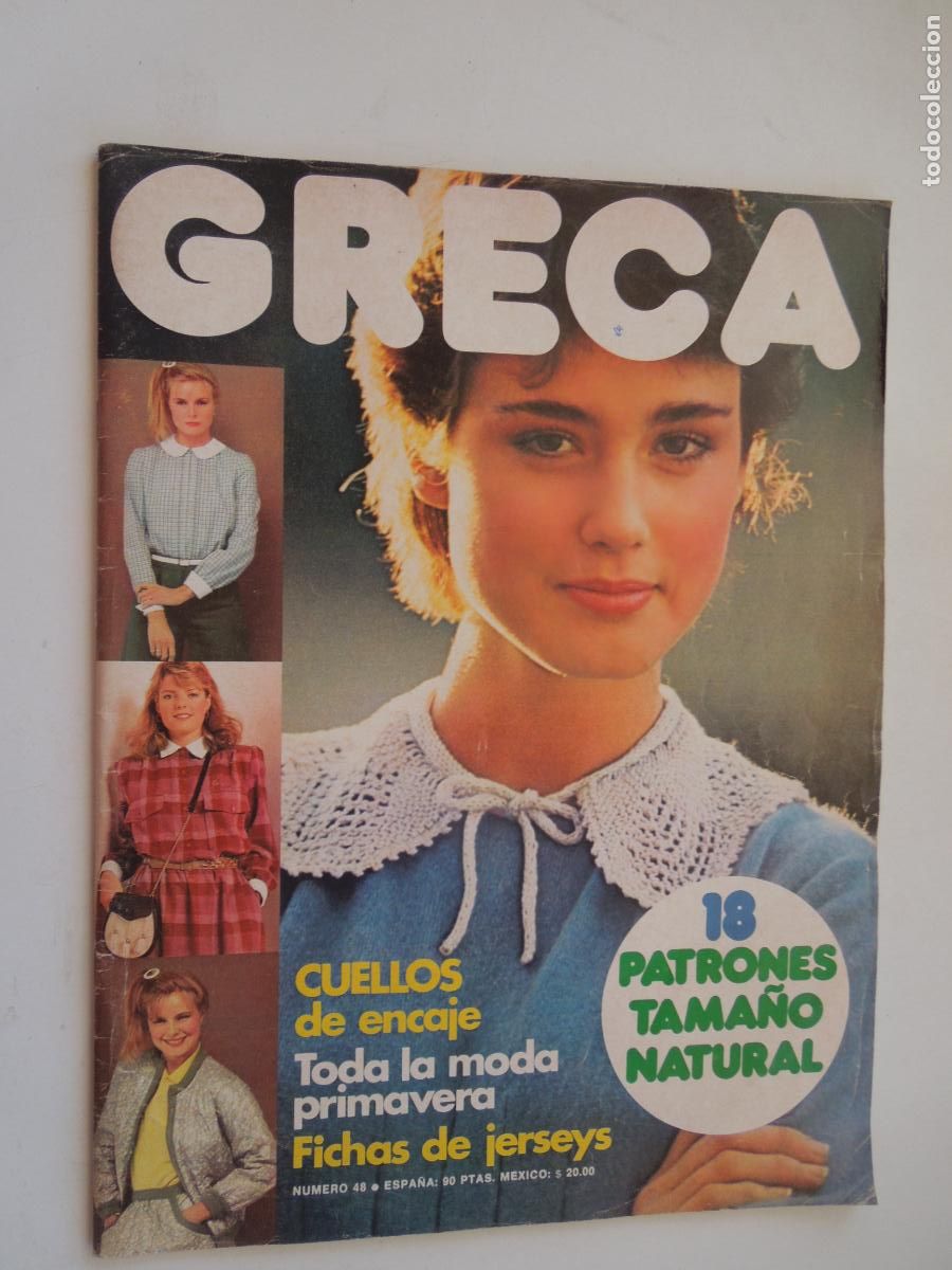 Coleccionismo de Revistas y Peri&oacute;dicos: GRECA REVISTA N&ordm; 48 - LABORES DE MODA - CUELLOS DE ENCAJE CON PATRON E INSTRUCCIONES