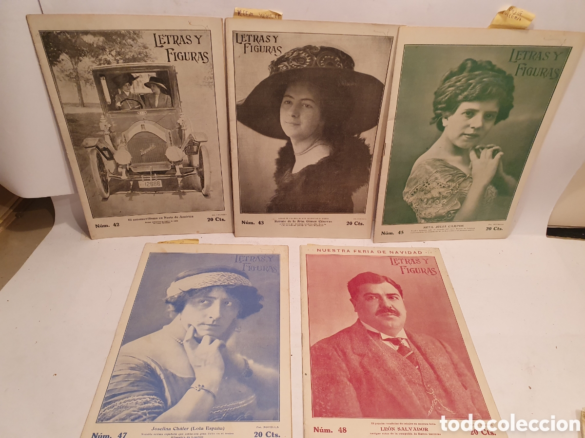 Coleccionismo de Revistas y Peri&oacute;dicos: LETRAS Y FIGURAS. REVISTA SEMANAL ILUSTRADA VALENCIANA. NUMEROS 42, 43, 45, 47, 48. A&Ntilde;O 1911.