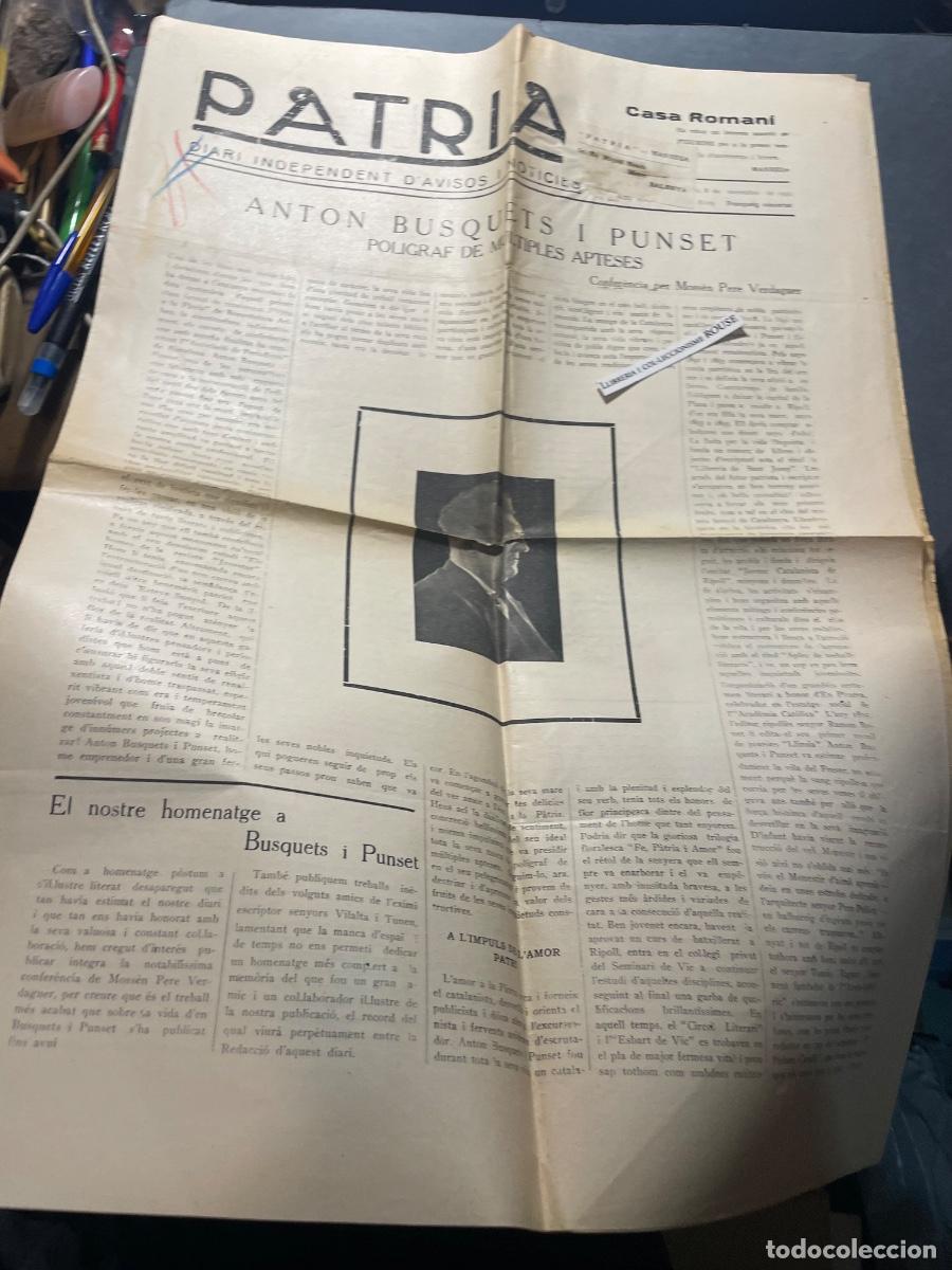 Coleccionismo de Revistas y Peri&oacute;dicos: MANRESA - ANTIGUA PUBLICACI&Oacute;N - PATRIA -DIARI INDEPENDENT - DIJOUS 8 NOVEMBRE 1934 ANTON BUSQUETS I